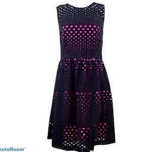 NWT Cynthia Rowley black/pink eyelet dress-size 12